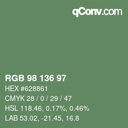 Color code: RGB 98 136 97 | qconv.com