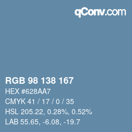 Farbcode: RGB 98 138 167 | qconv.com