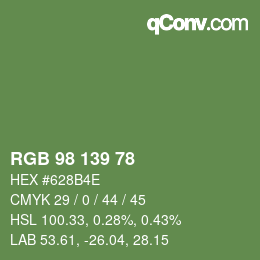 カラーコード: RGB 98 139 78 | qconv.com