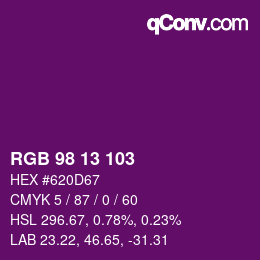 カラーコード: RGB 98 13 103 | qconv.com