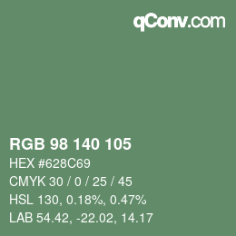 Color code: RGB 98 140 105 | qconv.com