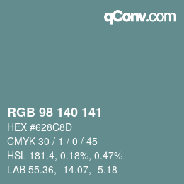 颜色代码: RGB 98 140 141 | qconv.com