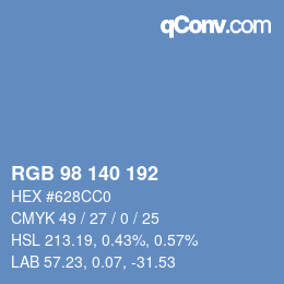 Color code: RGB 98 140 192 | qconv.com