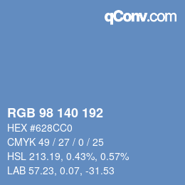 カラーコード: RGB 98 140 192 | qconv.com