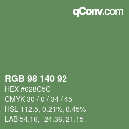 カラーコード: RGB 98 140 92 | qconv.com
