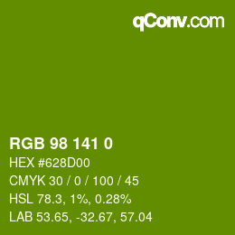 Color code: RGB 98 141 0 | qconv.com