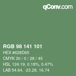 Color code: RGB 98 141 101 | qconv.com