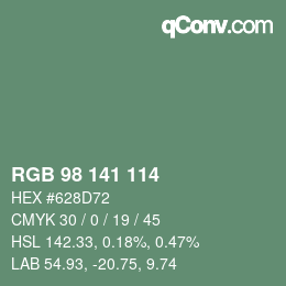 Color code: RGB 98 141 114 | qconv.com