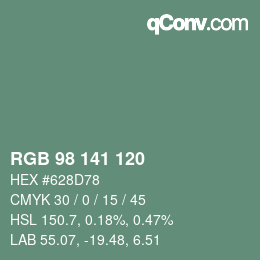 颜色代码: RGB 98 141 120 | qconv.com