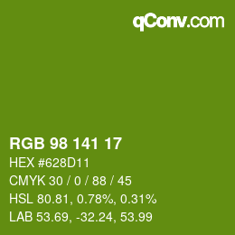 Color code: RGB 98 141 17 | qconv.com