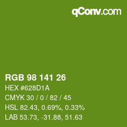 Color code: RGB 98 141 26 | qconv.com