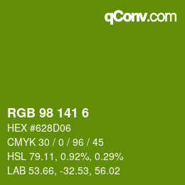 カラーコード: RGB 98 141 6 | qconv.com