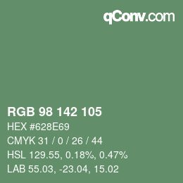 Color code: RGB 98 142 105 | qconv.com