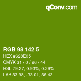 Color code: RGB 98 142 5 | qconv.com