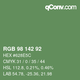 カラーコード: RGB 98 142 92 | qconv.com