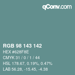 カラーコード: RGB 98 143 142 | qconv.com