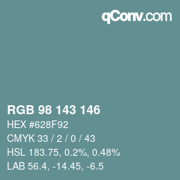 Color code: RGB 98 143 146 | qconv.com