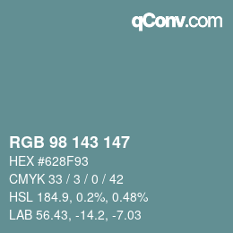 颜色代码: RGB 98 143 147 | qconv.com