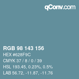 Color code: RGB 98 143 156 | qconv.com