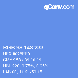 Color code: RGB 98 143 233 | qconv.com