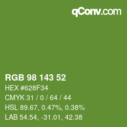 Color code: RGB 98 143 52 | qconv.com