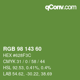 颜色代码: RGB 98 143 60 | qconv.com