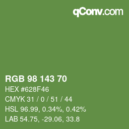 Color code: RGB 98 143 70 | qconv.com