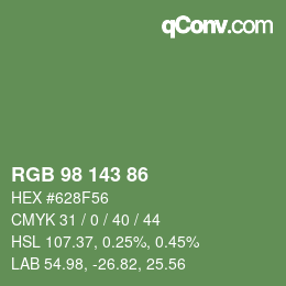 Color code: RGB 98 143 86 | qconv.com