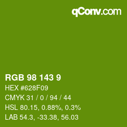 カラーコード: RGB 98 143 9 | qconv.com