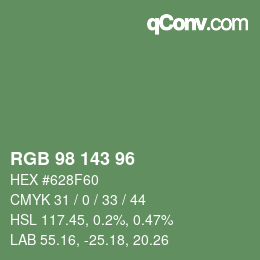 カラーコード: RGB 98 143 96 | qconv.com