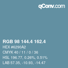 カラーコード: RGB 98 144.4 162.4 | qconv.com