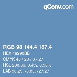 カラーコード: RGB 98 144.4 187.4 | qconv.com