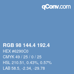 カラーコード: RGB 98 144.4 192.4 | qconv.com