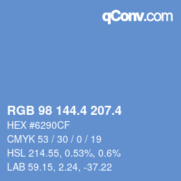 カラーコード: RGB 98 144.4 207.4 | qconv.com