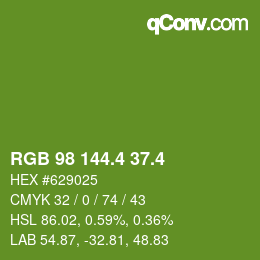 カラーコード: RGB 98 144.4 37.4 | qconv.com