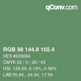 カラーコード: RGB 98 144.8 102.4 | qconv.com