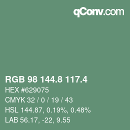 カラーコード: RGB 98 144.8 117.4 | qconv.com