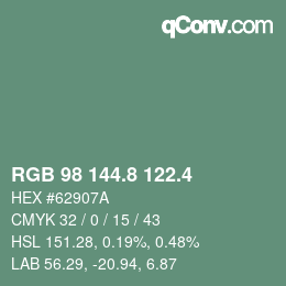 カラーコード: RGB 98 144.8 122.4 | qconv.com