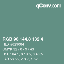 カラーコード: RGB 98 144.8 132.4 | qconv.com