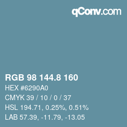 Color code: RGB 98 144.8 160 | qconv.com