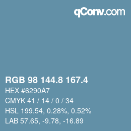 カラーコード: RGB 98 144.8 167.4 | qconv.com
