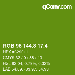 カラーコード: RGB 98 144.8 17.4 | qconv.com