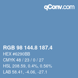 カラーコード: RGB 98 144.8 187.4 | qconv.com