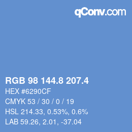 カラーコード: RGB 98 144.8 207.4 | qconv.com