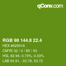 カラーコード: RGB 98 144.8 22.4 | qconv.com