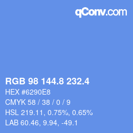 カラーコード: RGB 98 144.8 232.4 | qconv.com