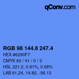 カラーコード: RGB 98 144.8 247.4 | qconv.com