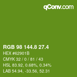 カラーコード: RGB 98 144.8 27.4 | qconv.com