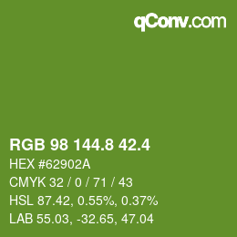 カラーコード: RGB 98 144.8 42.4 | qconv.com