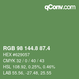 カラーコード: RGB 98 144.8 87.4 | qconv.com